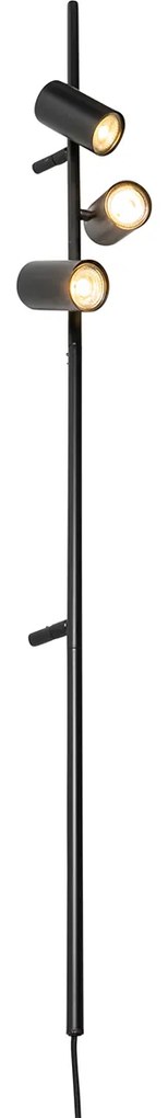 Смарт стенна лампа черна с крачен превключвател 3 светлини вкл. 3 Wifi GU10 50mm - Jeana Luxe