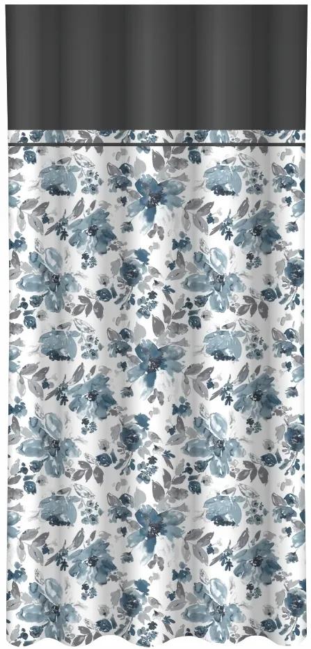 Завеса с принт на интересни сини цветя и тъмно сив кант Височина: 160 см | Дължина: 270 см