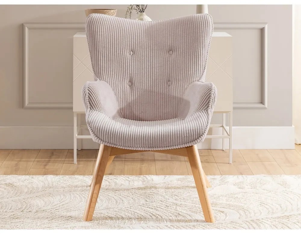 Светлорозово кресло от рипсено кадифе Niko – Ropez