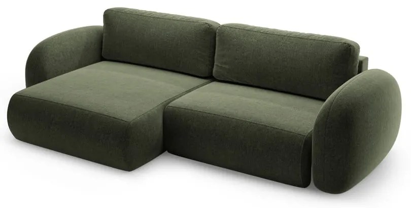 Зелен шенилов сгъваем/с място за съхранение ъглов диван Tonale – Cosmopolitan Design