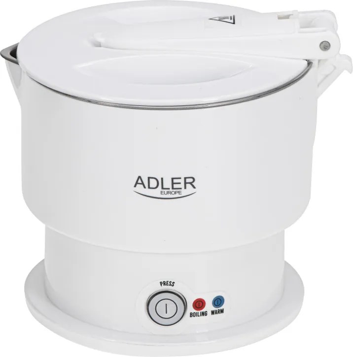 Туристическа ел.кана Adler AD 1377, 600W, 0.6 л, Сгъваем силиконов корпус, Защита от прегряване, Светлинен индикатор, Бял