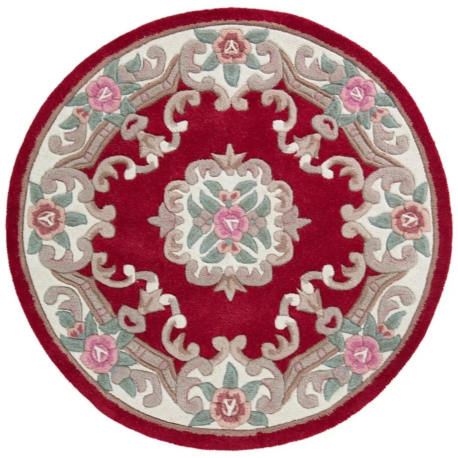 Килим от червена вълна , ⌀ 120 cm Aubusson - Flair Rugs
