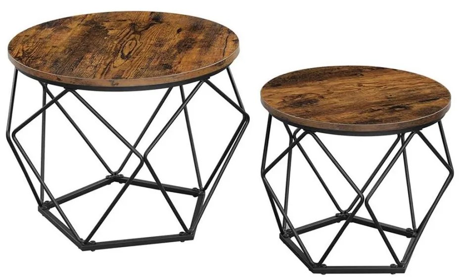 Комплект от 2 холни масички TALIA кафява/черна