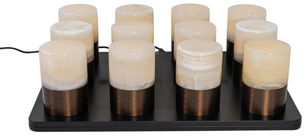 Комплект от 12 настолни лампи тъмно бронзови RGBW презареждаеми с включена станция за зареждане - Alessia