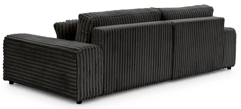 Тъмносив разтегателен ъглов диван от рипсено кадифе с място за съхранение (ляв ъгъл) Sarina – Ropez