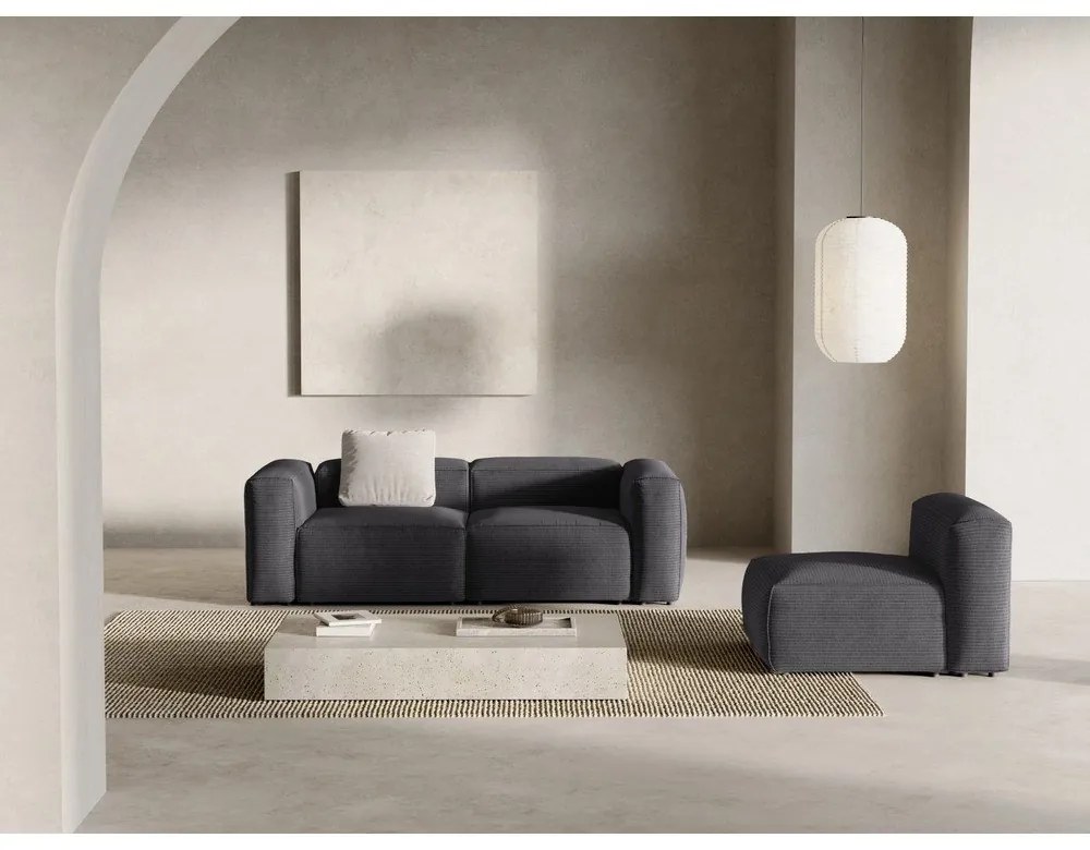 Тъмносив диван от рипсено кадифе 224 cm Bergano – Cosmopolitan Design