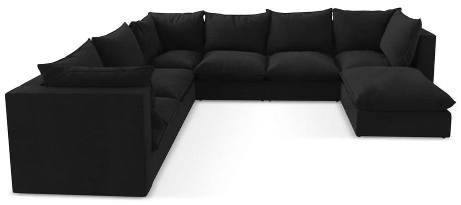 Черен ъглов диван (ляв ъгъл/U форма) Manao – Makamii
