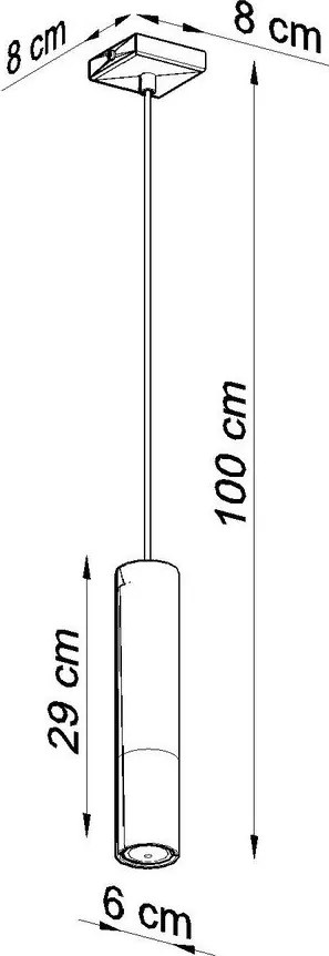 Черно/сребристo метално висящо осветително тяло ø 8 cm Longbot – Sollux