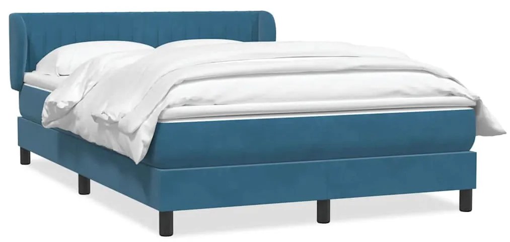 3317695 vidaXL Боксспринг легло с матрак, тъмносиньо, 140x210 cm, кадифе