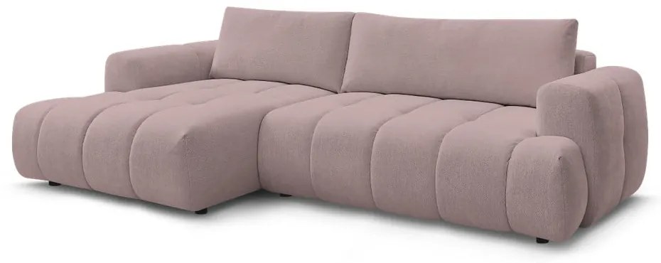 Розов сгъваем/с място за съхранение ъглов диван (ляв ъгъл) Fuji – Bobochic Paris