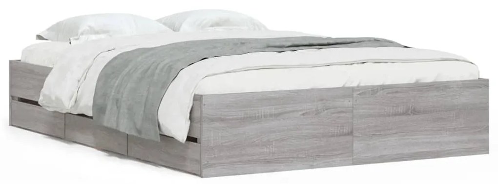 3207285 vidaXL Рамка за легло с чекмедже сив сонома 120x200 см инженерно дърво