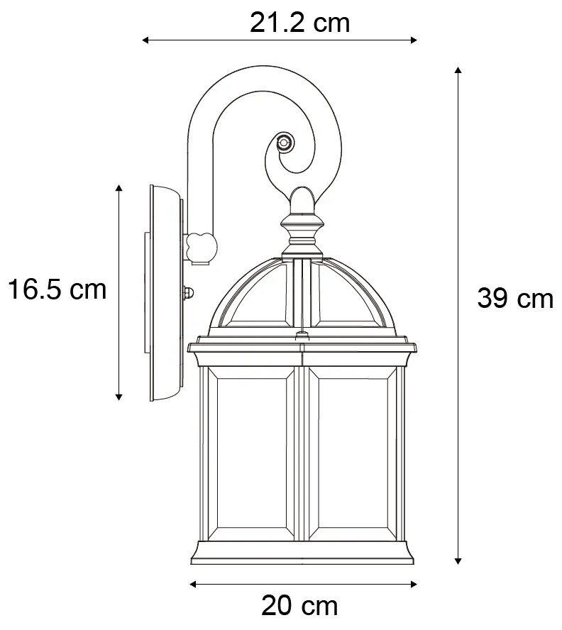 Класически външен стенен аплик антично зелен IP44 - Glasgow