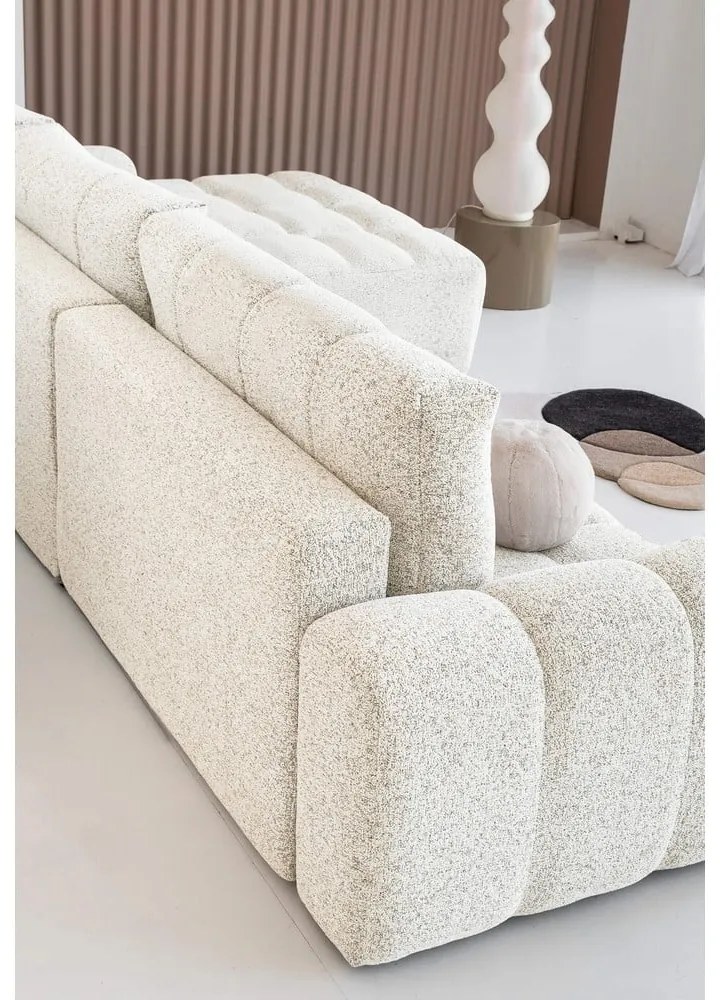 Кремав разтегателен модулен ъглов диван с място за съхранение (десен ъгъл) Lulu – Miuform