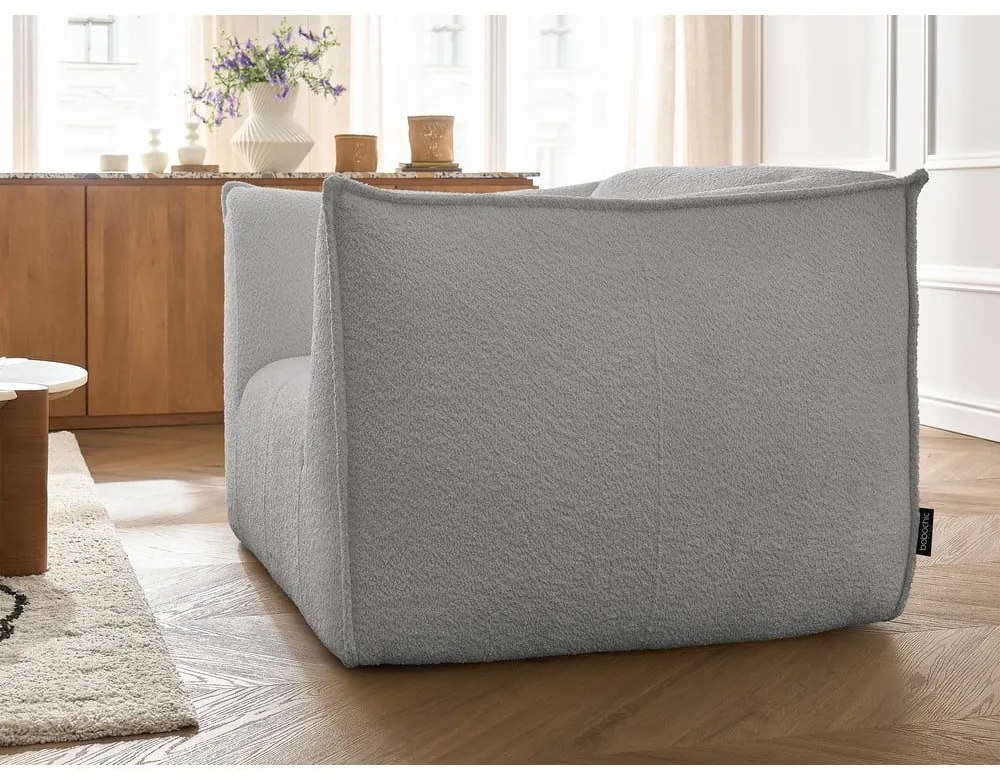 Светлосиво кресло от прежда с примки от букле Giorgia – Bobochic Paris