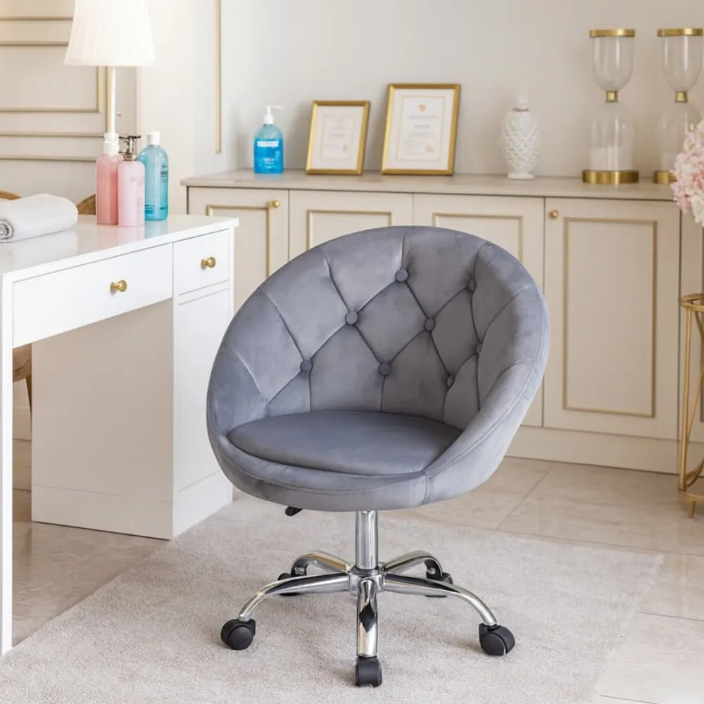 Кадифен офис стол RUNDO Сив