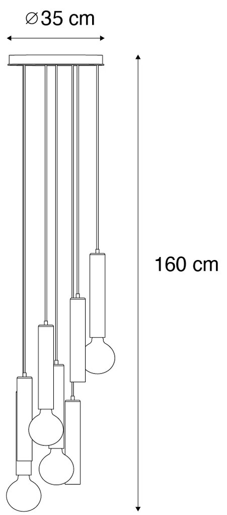 Дизайнерски висящ аплик черен кръгъл 7-светлина - Tuba