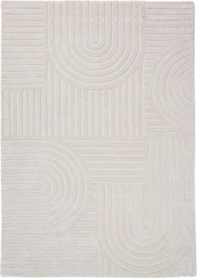 Ръчно изработен вълнен килим в цвят слонова кост 120x170 cm Zen Garden – Flair Rugs