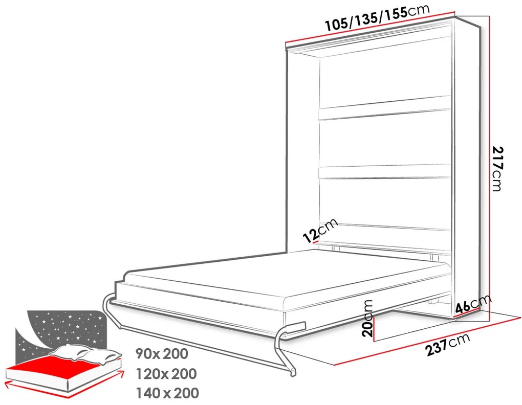 Стенно легло Concept Pro I-Grki-120 x 200