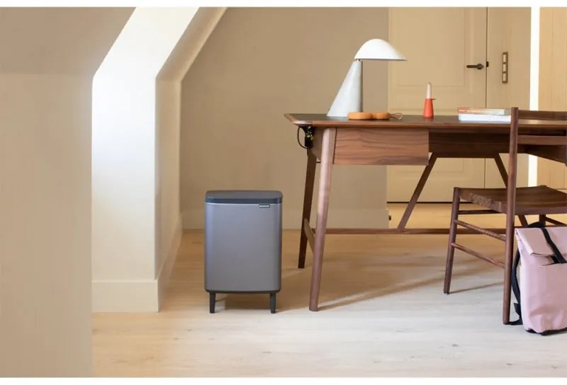 Кош за боклук Brabantia Bo Small Hi 1006648, 12 л, Плавно и безшумно отваряне, Противоплъзгаща основа, Сив