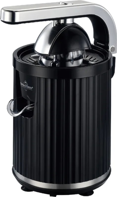 Електрическа цитрус преса Swiss Haus SH-CJ23, 300W, 1.2 л, Филтър, 2 конуса, Без BPA, Двупосочно въртене, Лост за притискане, Черен