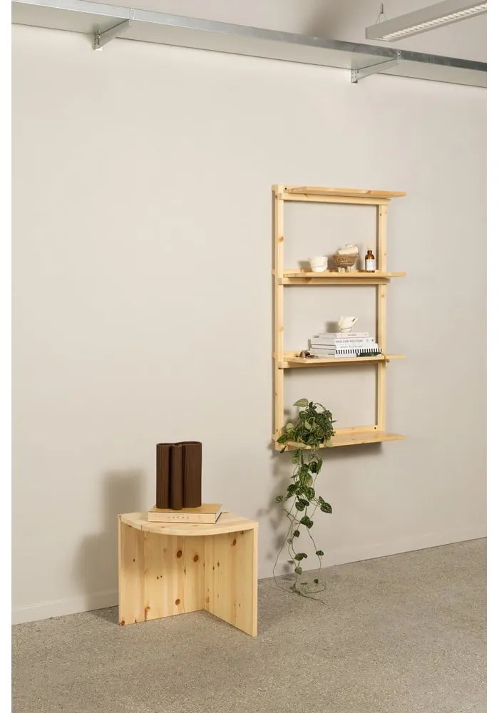 Стенна библиотека от масивен бор в естествен цвят 66x127 cm Groove – Karup Design