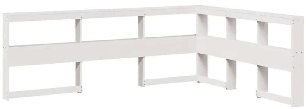 859260 vidaXL Табла за книги с L-образна, бяла, 160 см, масивно дърво бор