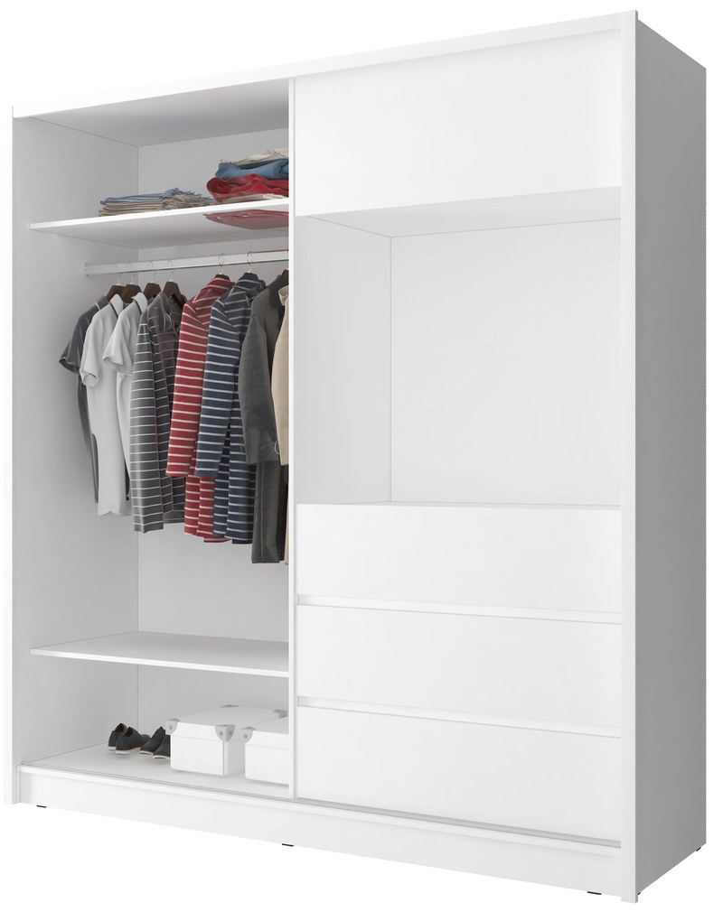 Плъзгащ се гардероб Sharp - дължина: 250 см - бял