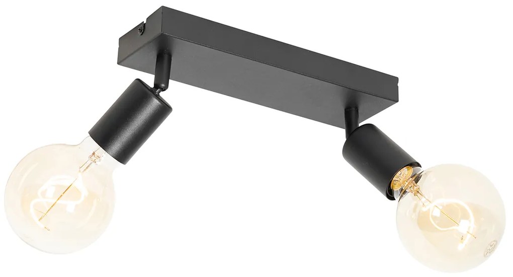 Модерен прожектор черен правоъгълен 2-светлина - Facil