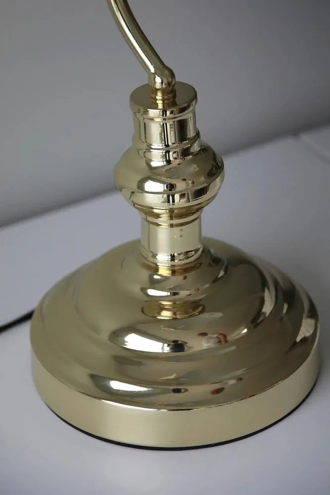 Настолна лампа в месингов цвят със стъклен абажур (височина 42 cm) Bankers – Markslöjd