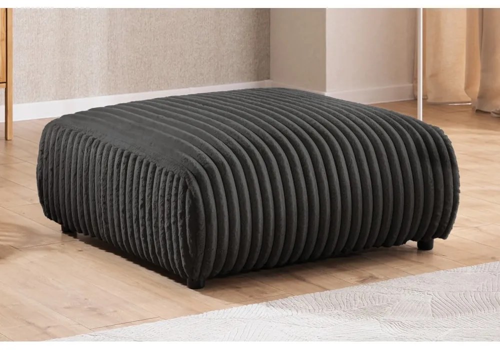 Тъмносива табуретка от рипсено кадифе Justin – Ropez