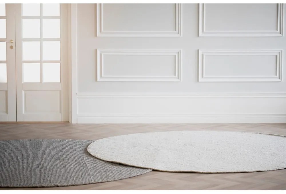 Кръгъл килим от сива вълна ø 250 cm Auckland - Rowico