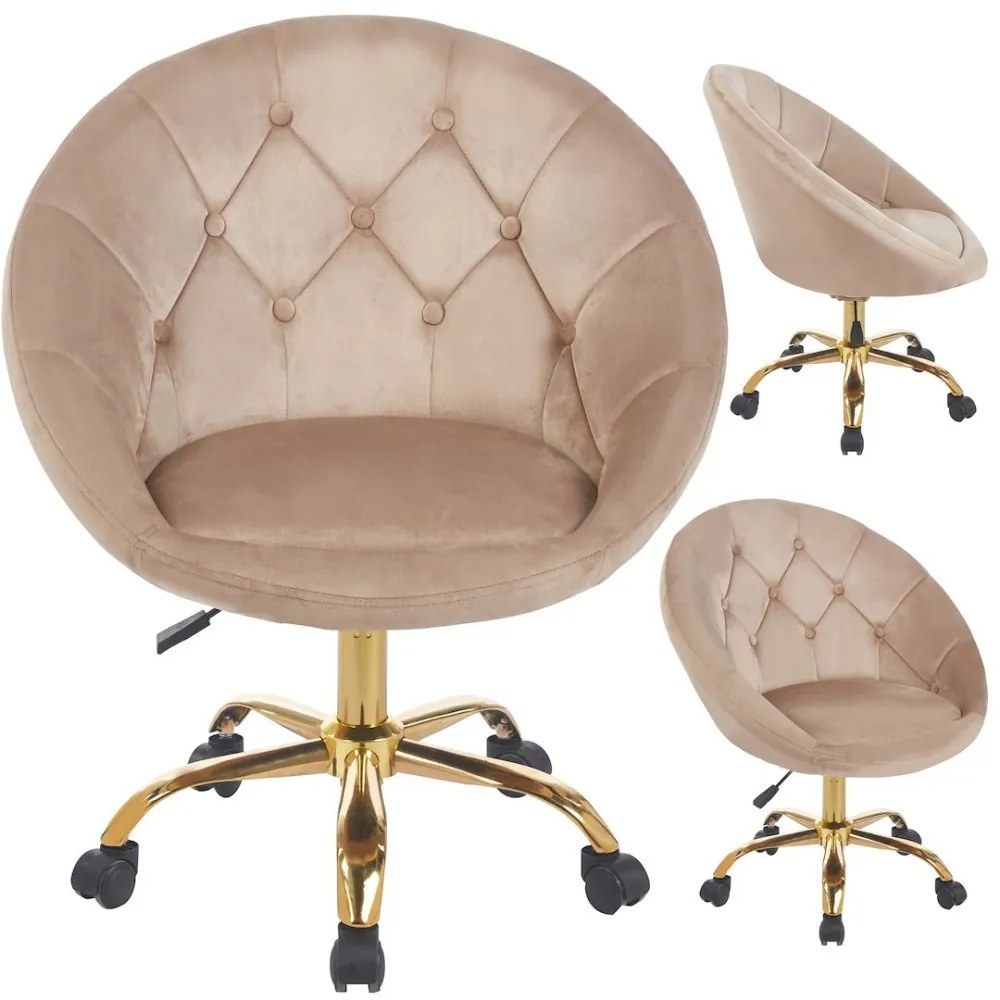 Кадифен офис стол RUNDO Бежово