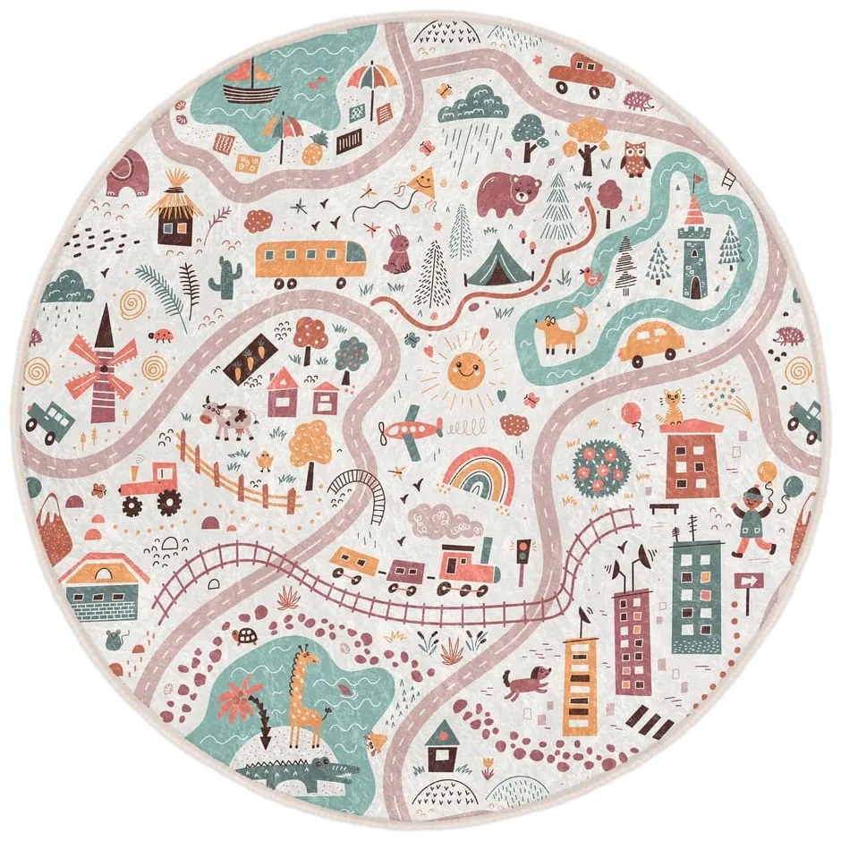 Детско килимче за игра подходящо за пране ø120 cm Furry World – Mila Home