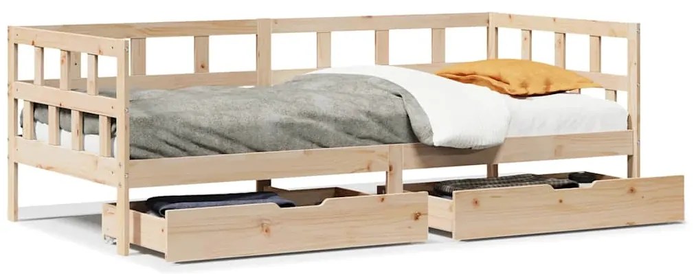 3302087 vidaXL Дневно легло с чекмеджета, без матрак, 90x190 см, масивно дърво