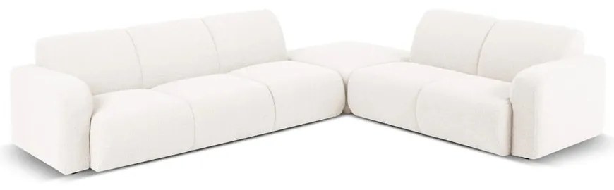 Бял ъглов диван от плат букле (десен ъгъл) Molino - Micadoni Home