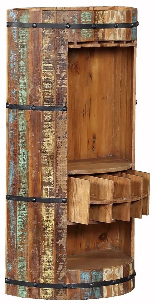 Шкаф за вино от рециклирано дърво за 8 броя бутилки в естествен цвят 60x115 cm Kaveri – Interia Home &amp; Living