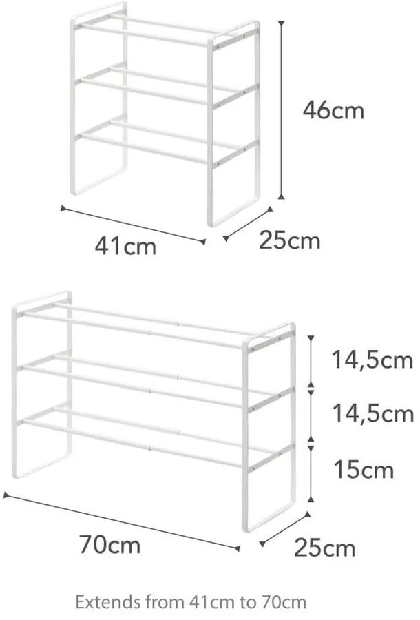 Бял регулируем рафт за обувки с 3 нива Maebashi - YAMAZAKI