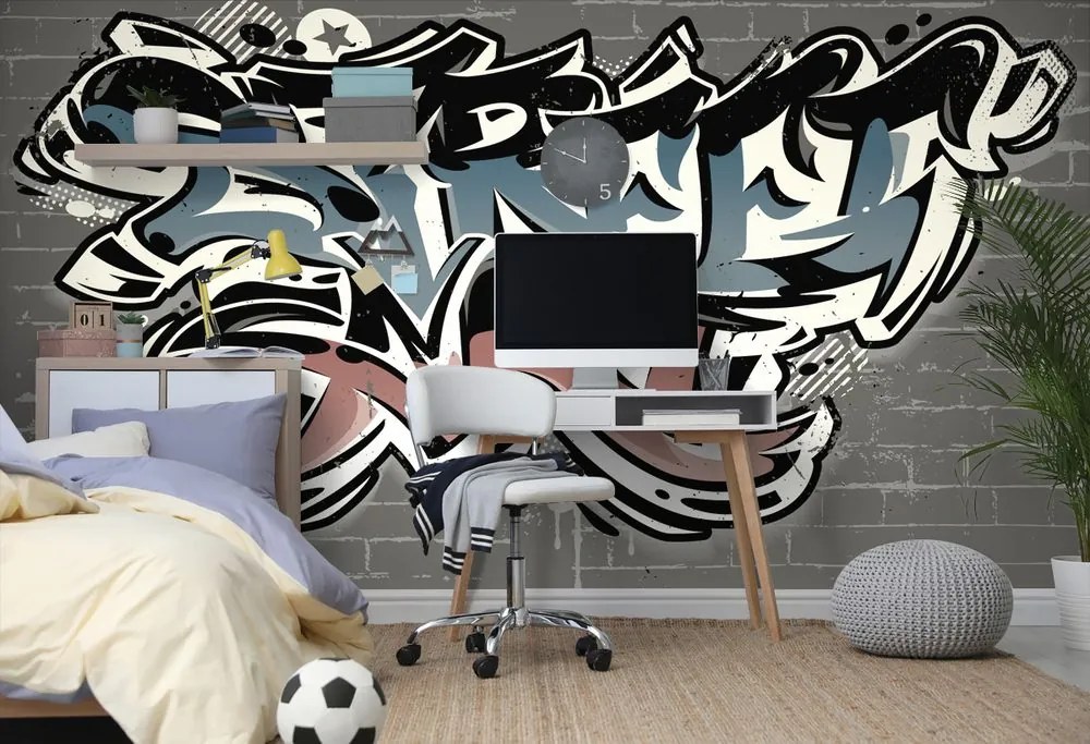 Самозалепващ тапет – С тухлена имитация и надпис Street Art