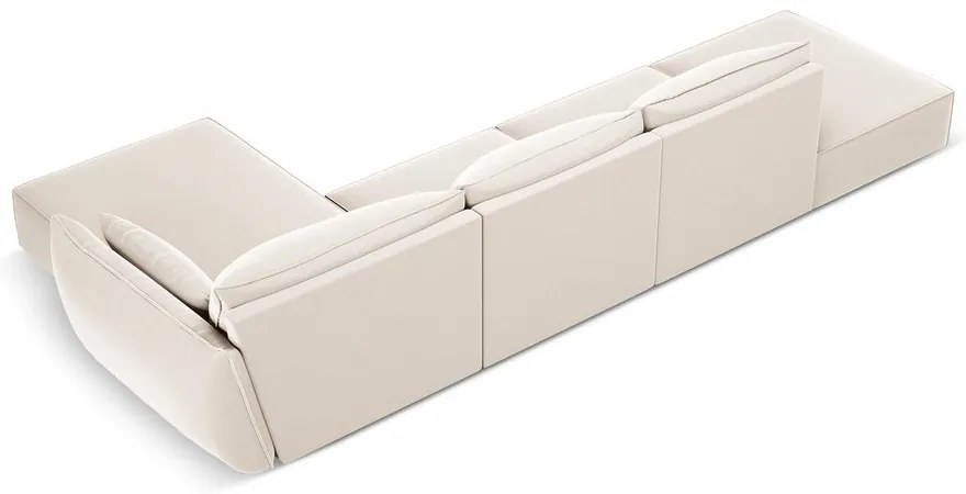 Бежов кадифен ъглов диван (десен ъгъл) Vanda – Mazzini Sofas