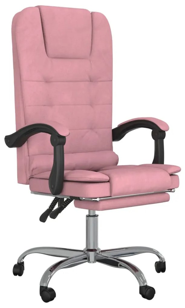 349665 vidaXL Масажен наклоняем офис стол, розов, кадифе
