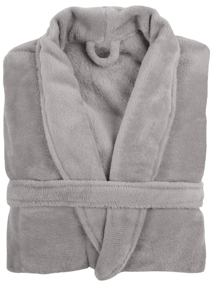 Светлосив плюшен халат за баня , L/XL Cozy - Tiseco Home Studio