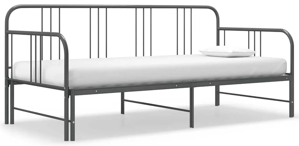 324754 vidaXL Рамка за легло, разтегателен диван, сива, метал, 90x200 см