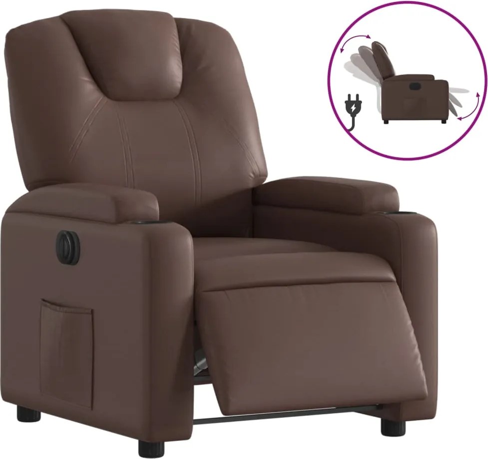 3204418 vidaXL Електрически наклоняем стол, кафяв, изкуствена кожа