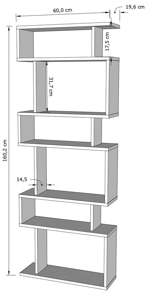 Бял шкаф за книги 60x160 cm Bates - Kalune Design