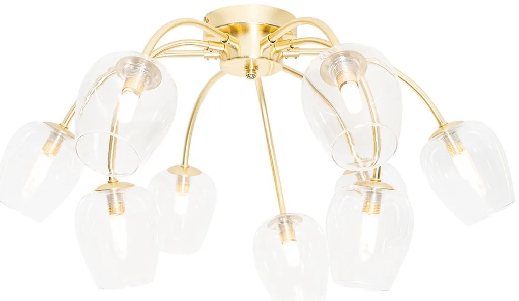 Класическа таванна лампа златиста със стъкло 9-лампа - Elien