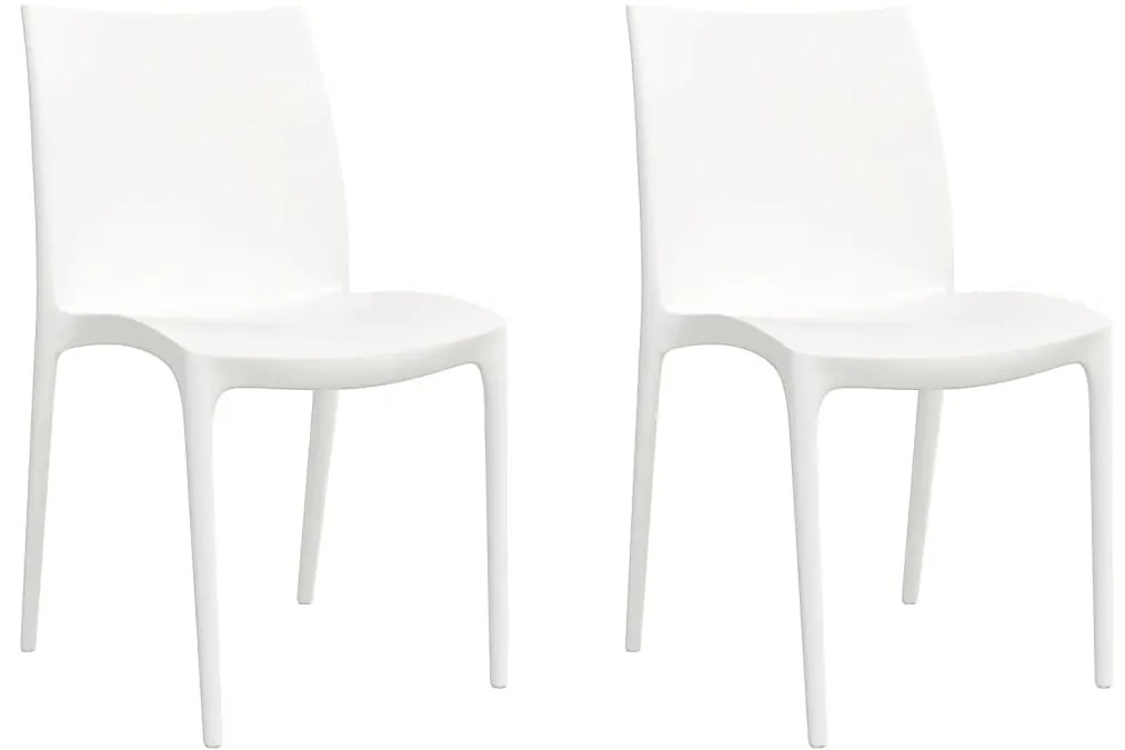 364734 vidaXL Градински столове, 2 бр, бели, 50x46x80 см, полипропилен