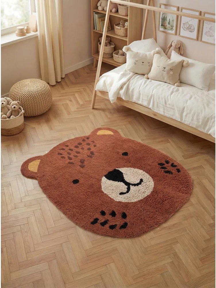Кафяв памучен детски килим подходящ за пране/ръчно изработен 120x149 cm Snuggle Berry – Hanse Home