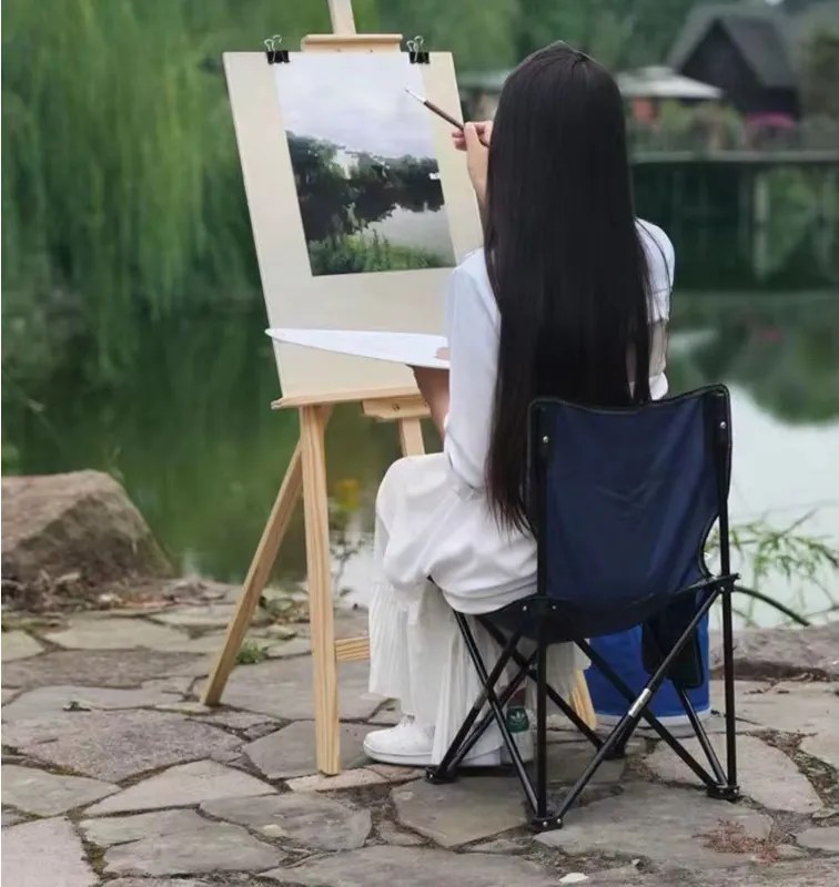 Сгъваем риболовен стол с калъф за съхранение Черен