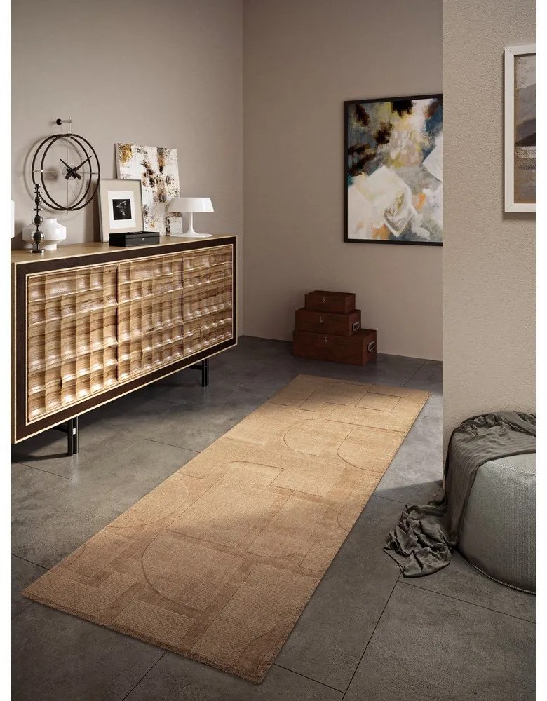 Бежова ръчно изработена вълнена пътека 80x250 cm Alexis – Villeroy&amp;Boch