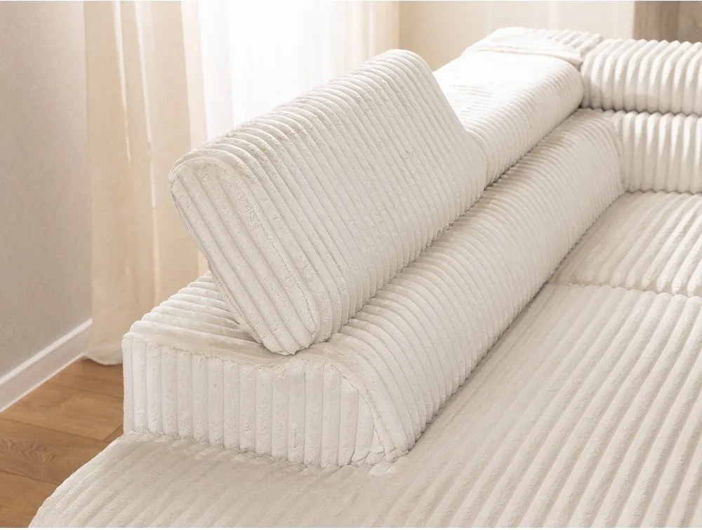 Кремав ъглов диван от рипсено кадифе (ляв ъгъл L форма) Marbeya – Ropez